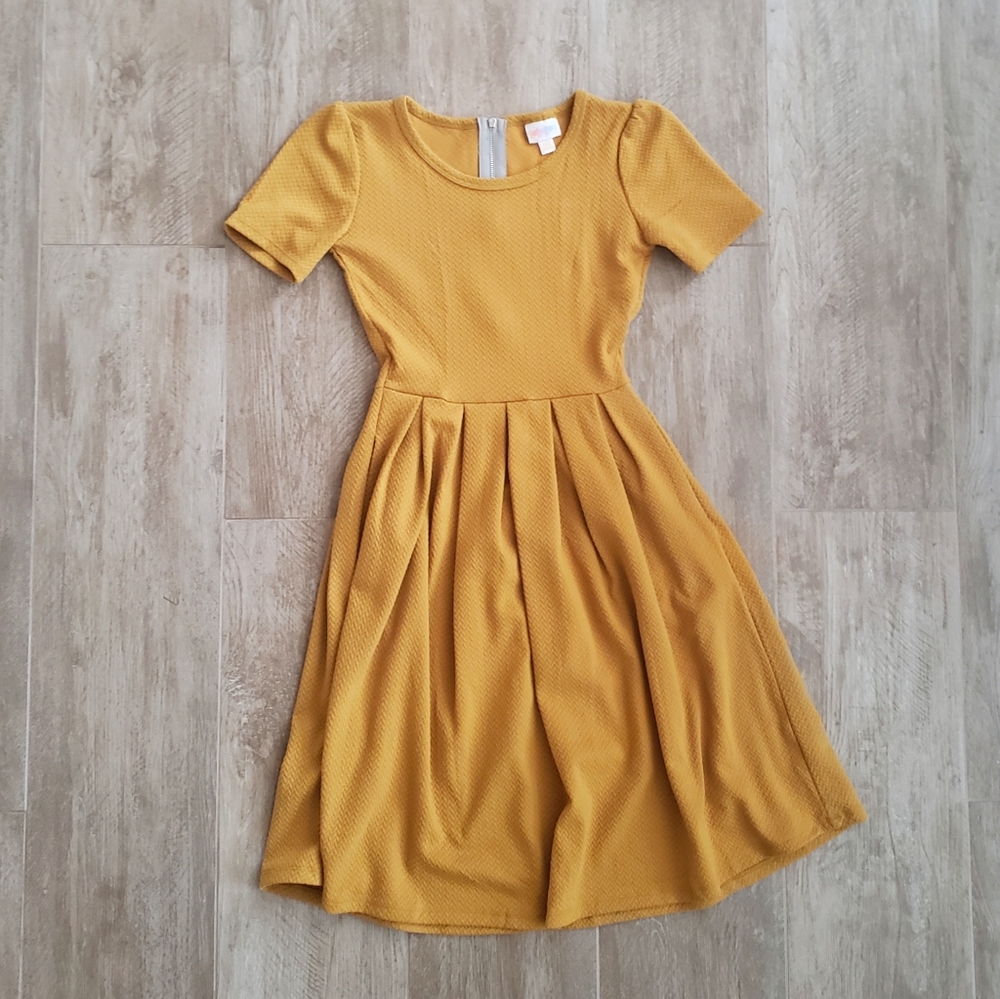 Lularoe Solid Mustard Amelia Dress